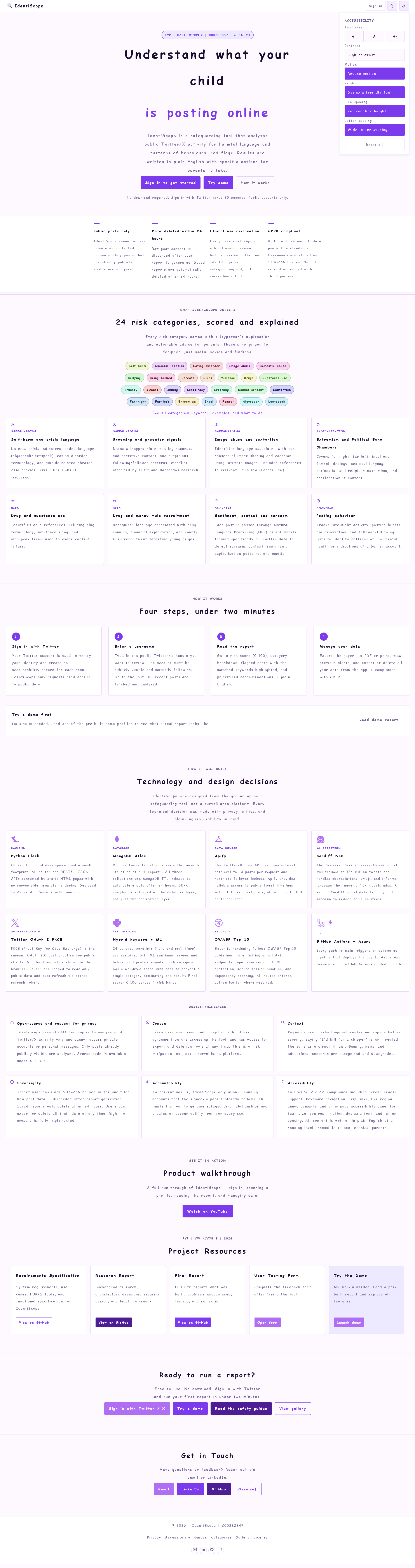 Accessibility settings