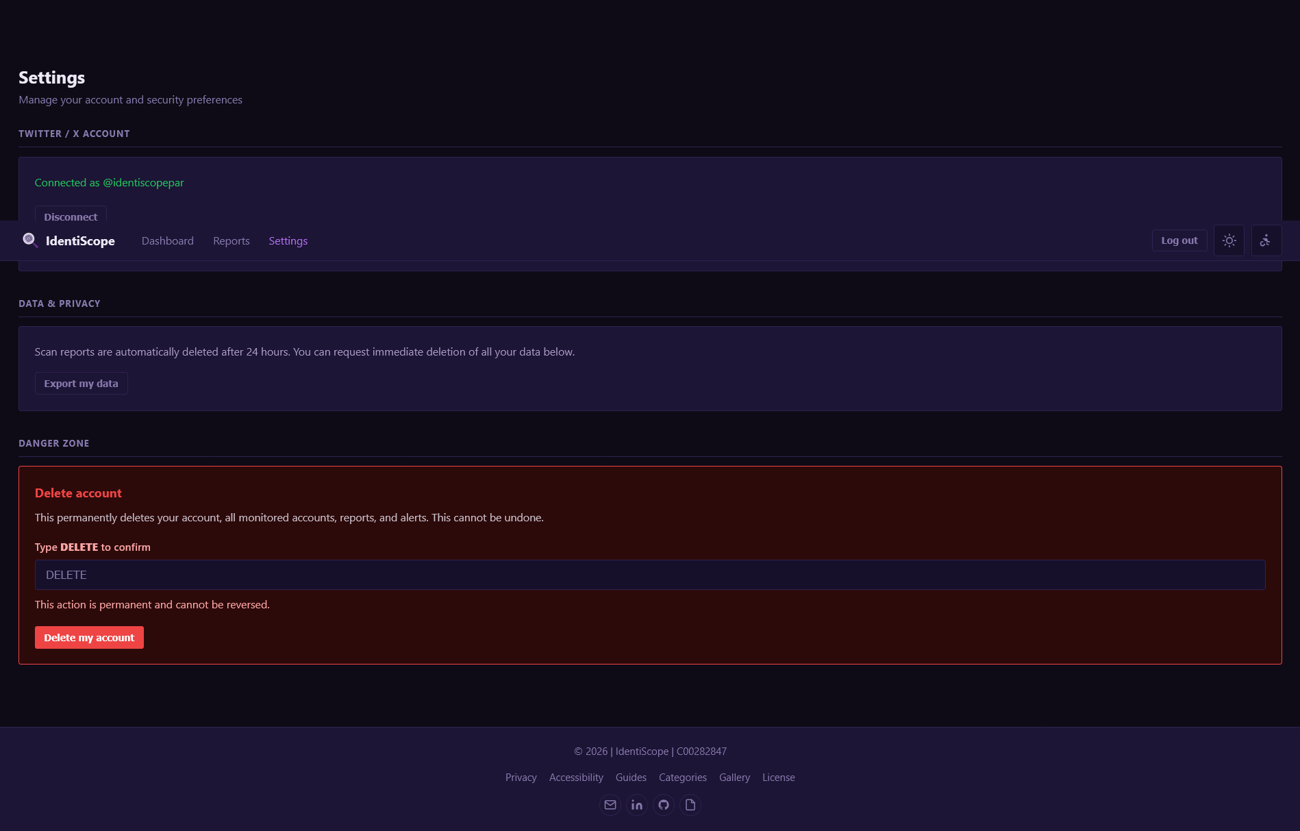 Settings and GDPR controls